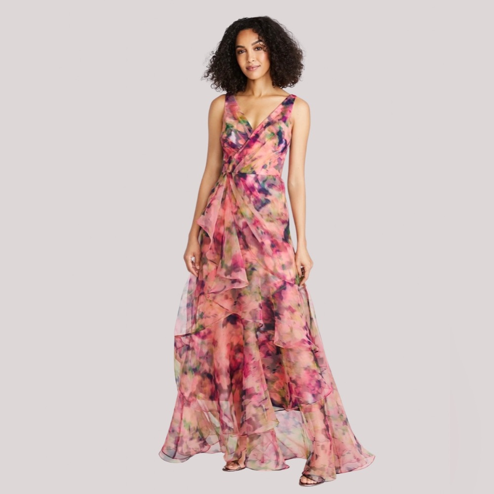 Theia Raisa Floral Organza Gown Dress